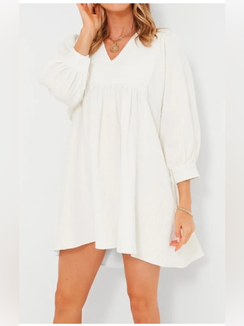 Pomander Place Tuckernuck White Crinkled Peasant Tunic